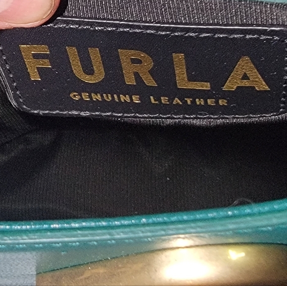 Furla Logo Plaque Leather Crossbody Bag – Dark Green – Made in Italy - Picture 10 of 10